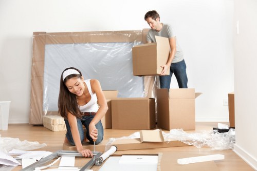 Man with van team preparing items safely before a move