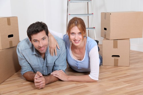 Packed boxes and furniture prepared for removals in Barnet